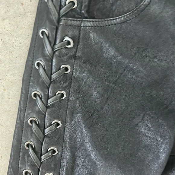 A.L.C. ‘Dent’ Black Lace-Up Leather Pants Size 2 - Picture 7 of 14
